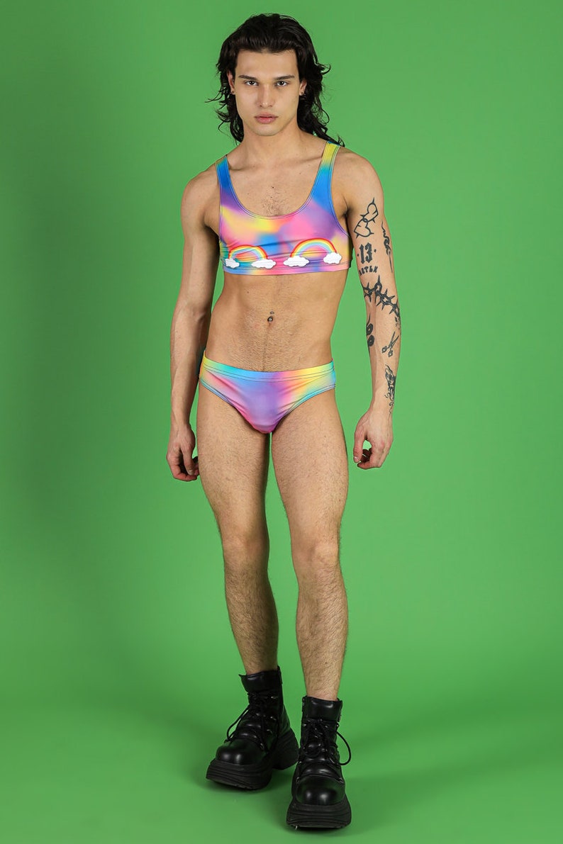 Rainbol Pride Swim Brief Set Full View
