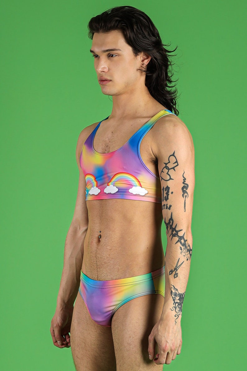 Rainbol Pride Swim Brief Set Side View