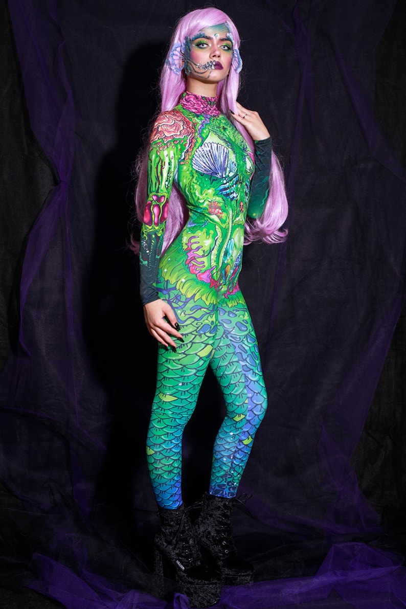 Green Mermaid Halloween Costume Side View