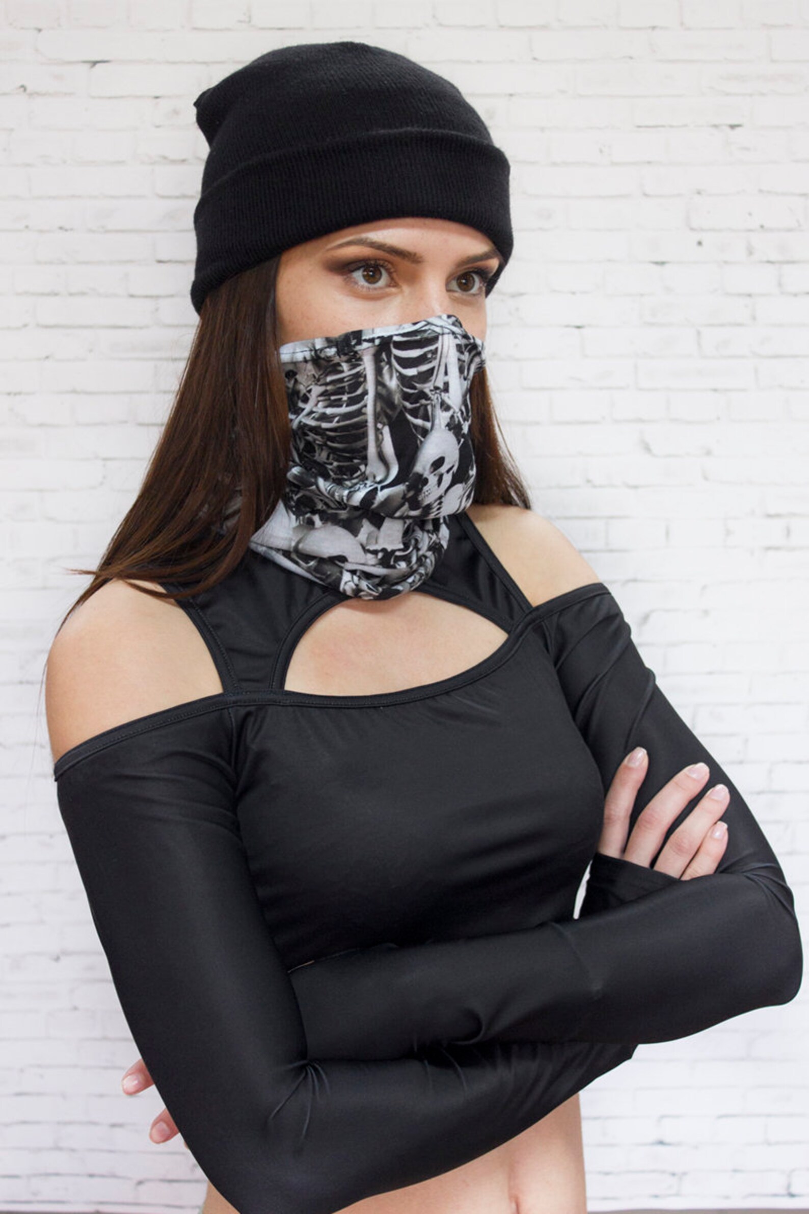 Gray Skeleton Neck Gaiter Skull Neck Gaiter Cooling Neck Etsy