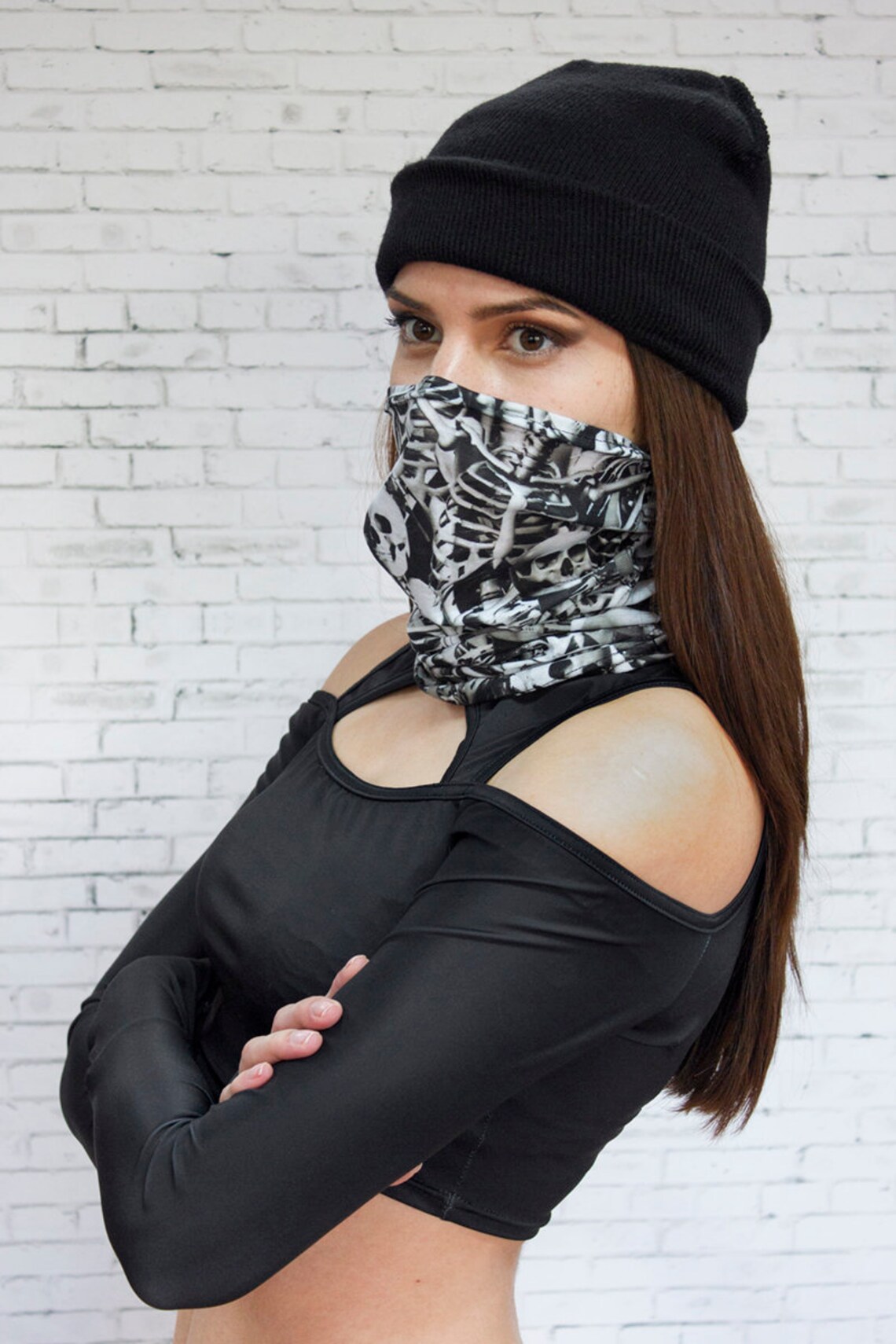Gray Skeleton Neck Gaiter skull neck gaiter cooling neck Etsy