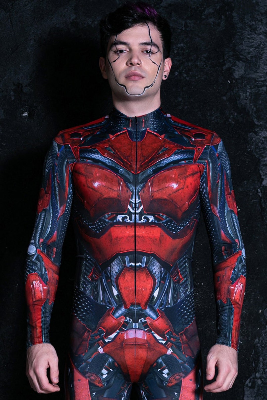 Superhero Costume for Men, Male Cosplay Costume, Halloween Costume Men, Red Robot Halloween ...