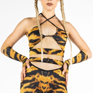 Tiger Rave Crop Top Set Front View