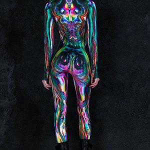 Cyber kostuum voor vrouwen, rave Halloween kostuum, paar Halloween kostuums, cyberpunk kleding, Sci-Fi cosplay kostuum, rave outfit afbeelding 4