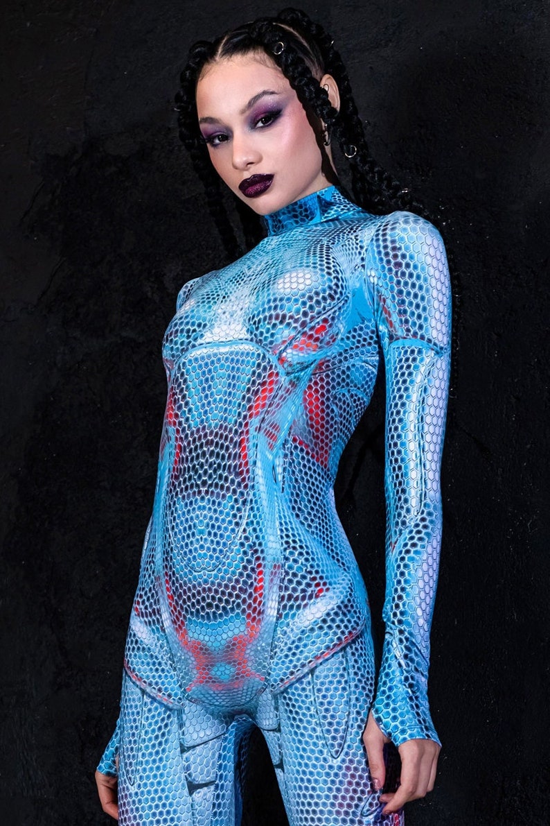 Blue Robot Halloween Costume Close View
