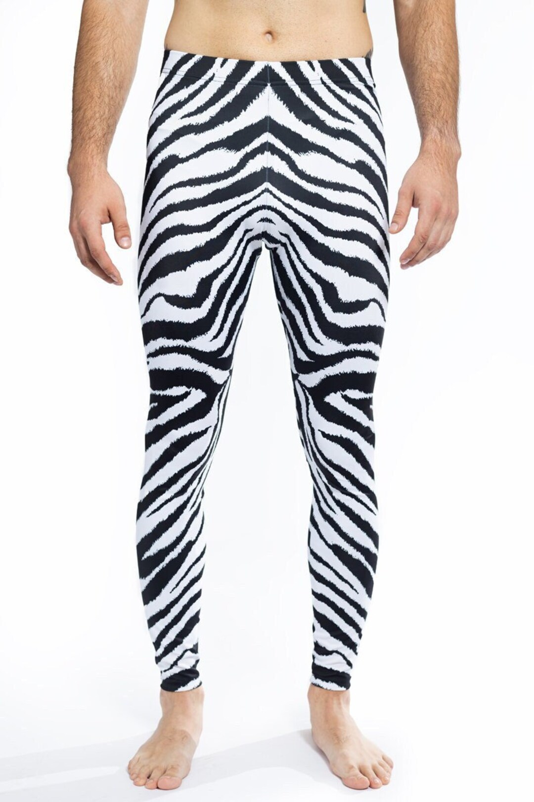 Zebra Leggings for Men Animal Print Leggings Black and White Etsy