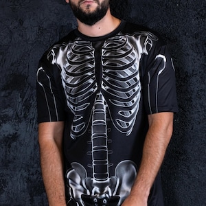 Black Skeleton Halloween T-shirt For Men Front View