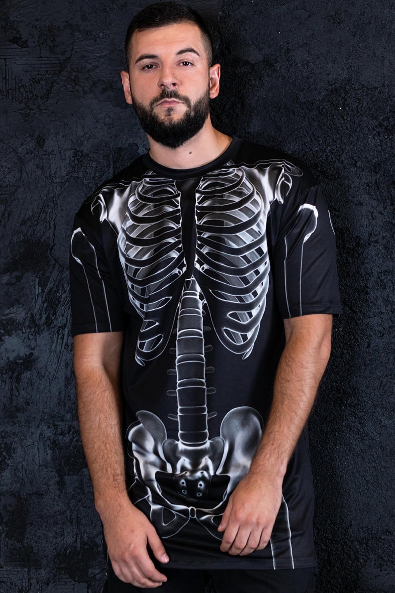Black Skeleton Halloween T-shirt For Men Front View
