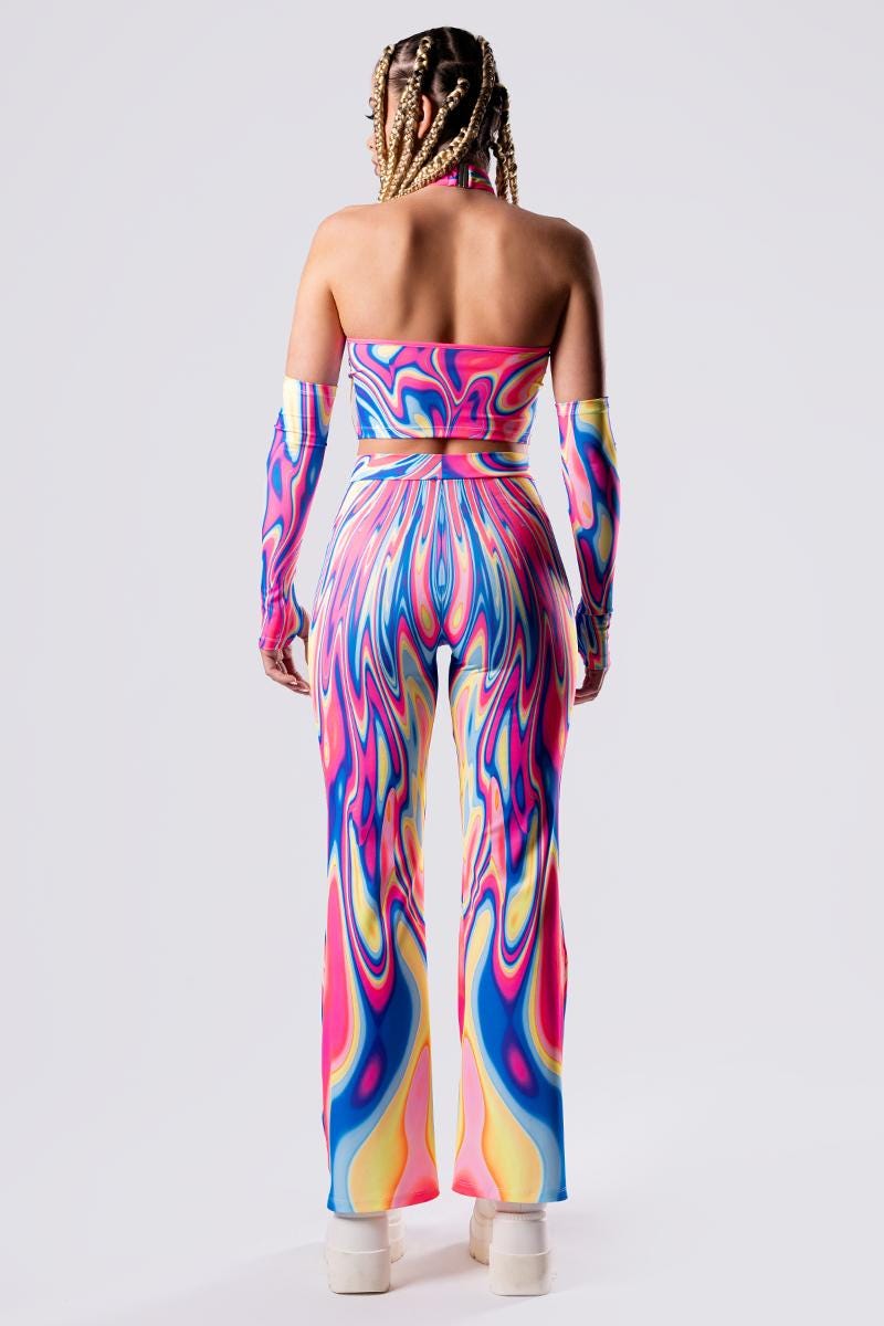 Flare Pants Pattern Rave Pink Cut-out Flare Pants, Cute Rave Outfit, Trippy Rave Pants, Festival ...
