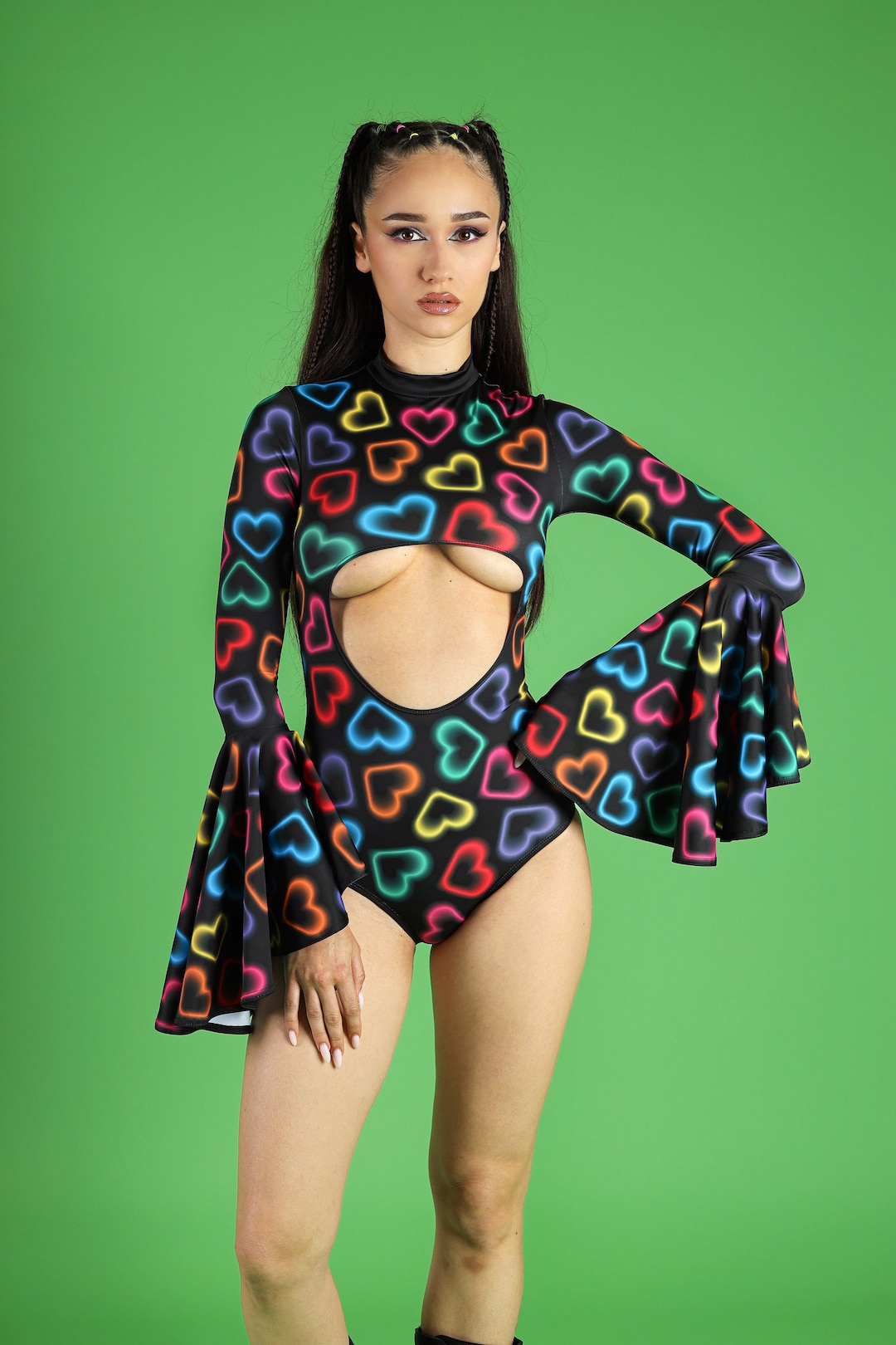 Neon Pulsar Flared Sleeve Bodysuit