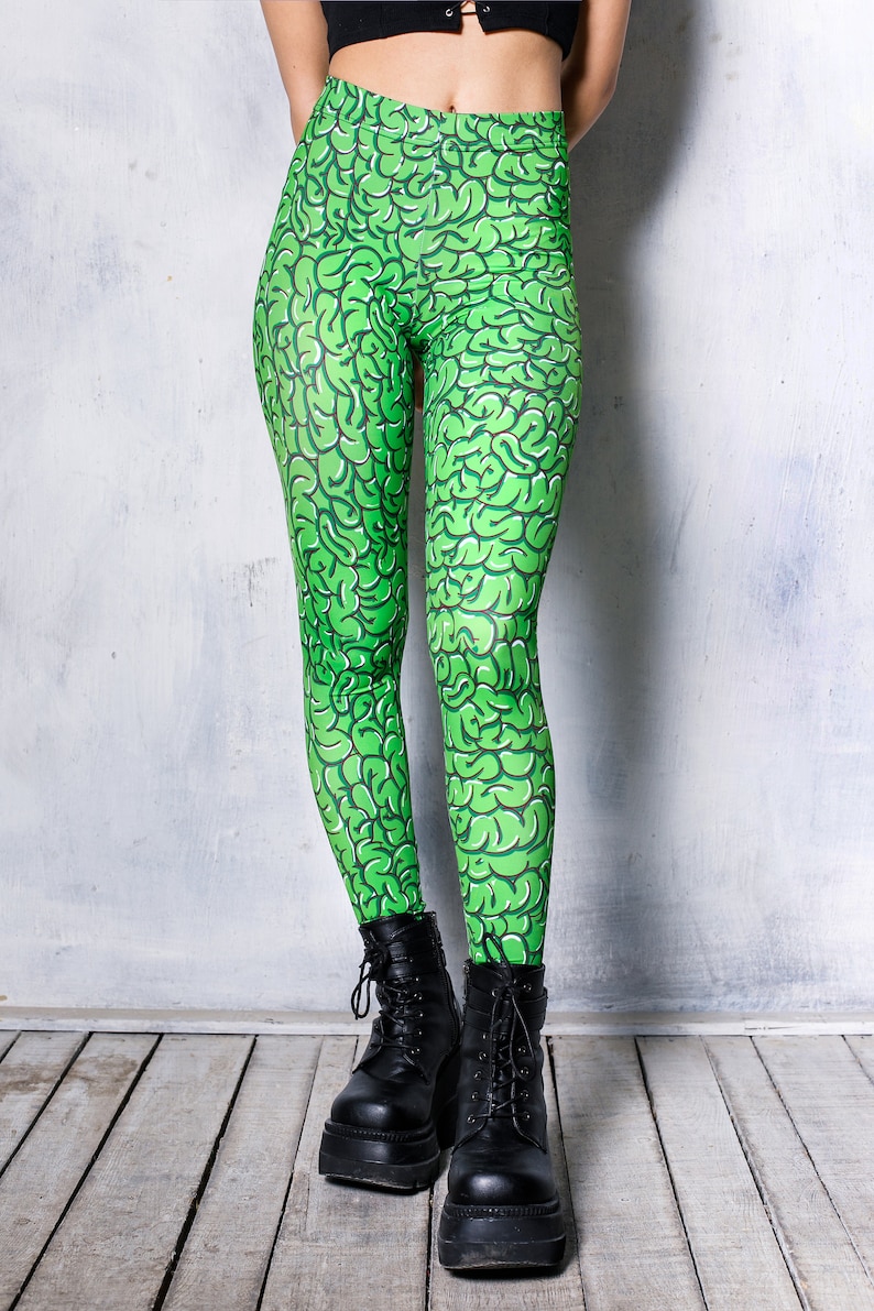 Green Brain Leggings Yoga Leggings Rave Wear Workout Etsy