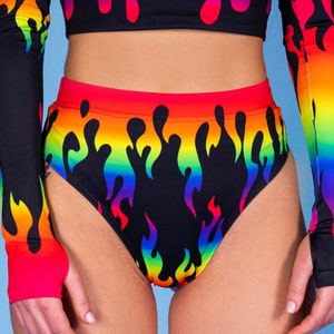 Flame Rave Crop Top Set Close View