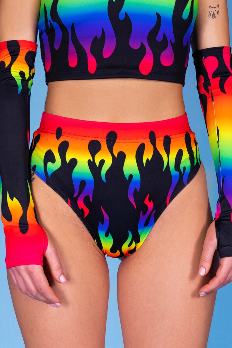 Flame Rave Crop Top Set Close View