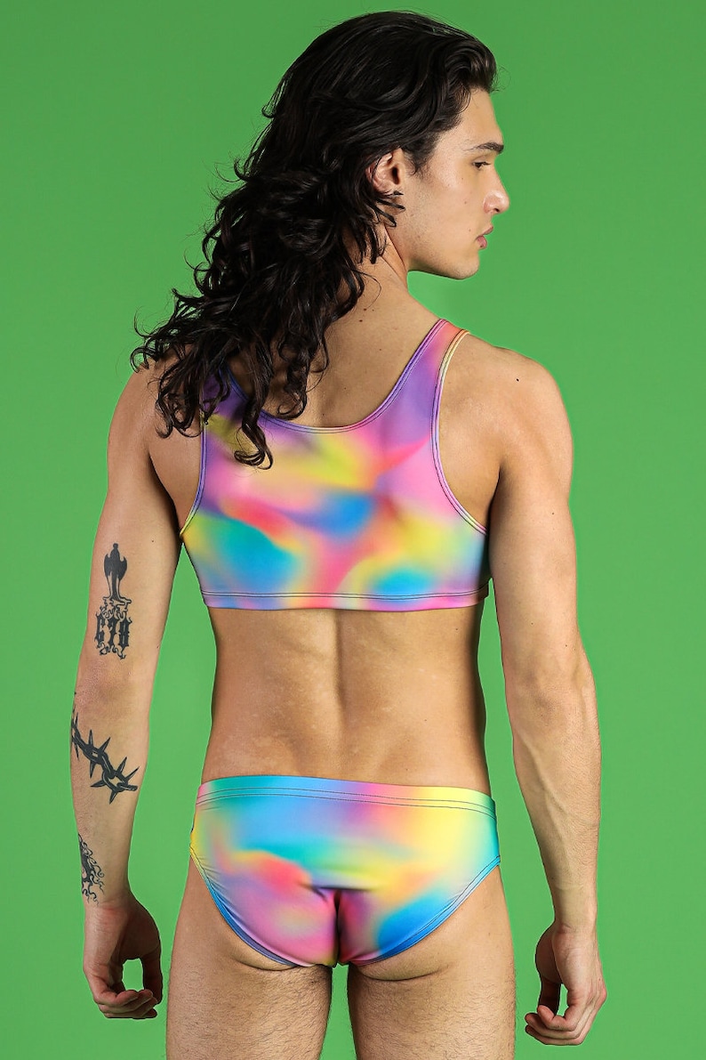 Rainbol Pride Swim Brief Set Back View