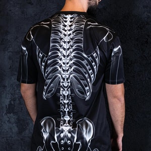 Black Skeleton Halloween T-shirt For Men Back View
