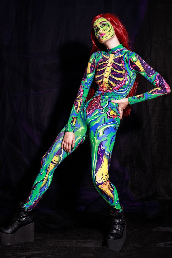 Disfraz de zombie, disfraz de esqueleto de Halloween para mujer