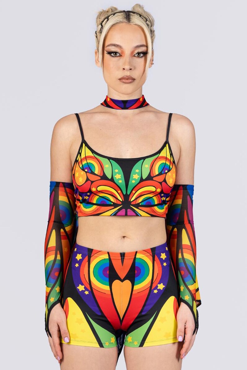 Butterfly Rave Outfit, Festival Wear, Pride Clothes, Cami Crop Top ...