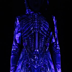 Alien Costume, Xenomorph Costume, women Halloween alien costume, adult hooded Halloween costume, cosplay costume for women, Predator Costume image 4