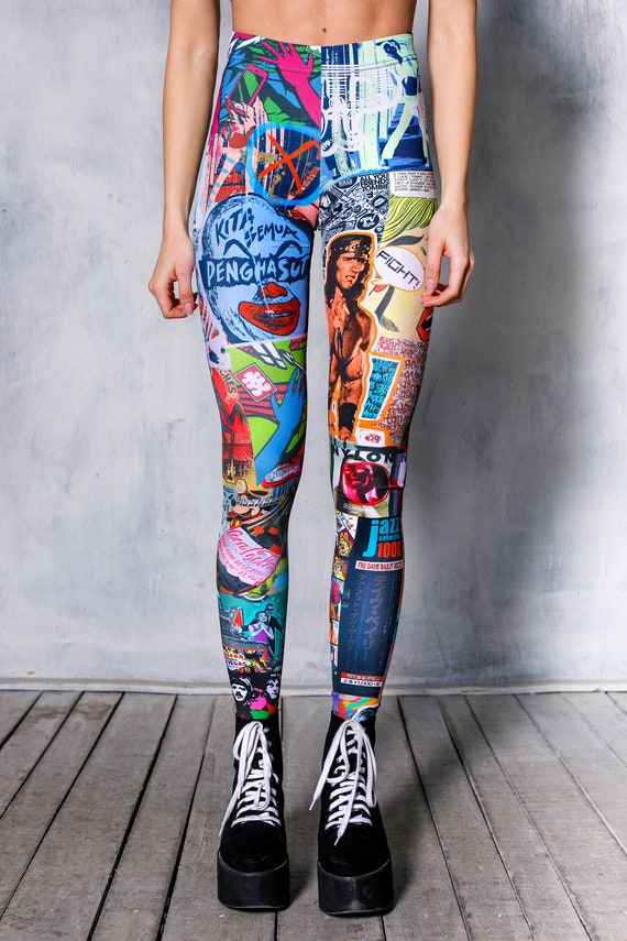 Pop Art Leggings, Printed Yoga Leggings, Festival Clothing, High