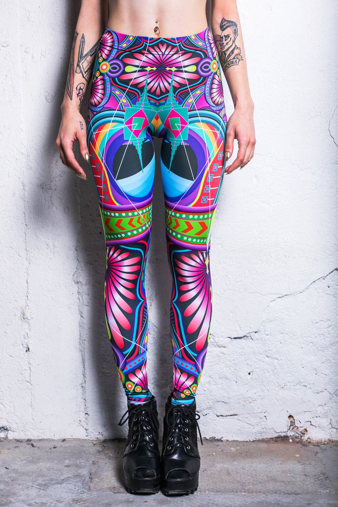 Psychedelic Neon Paint Plus Size Leggings