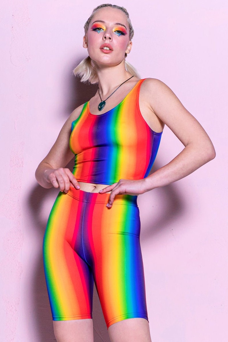 Pride Crop Top, Rainbow Crop Top, Sexy Rainbow Bra Top, Summer Pride Top, Festival Clothing, Pride Outfits, Matching 2 Piece Set, LGBTQ 