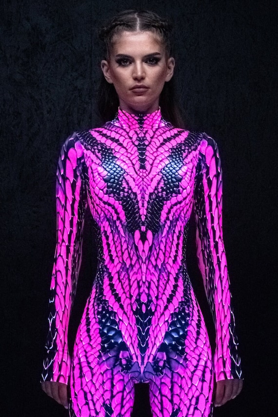 GREUS Halloween Snake Bodysuit - Full Body Animal Print Jumpsuit Costume For Women