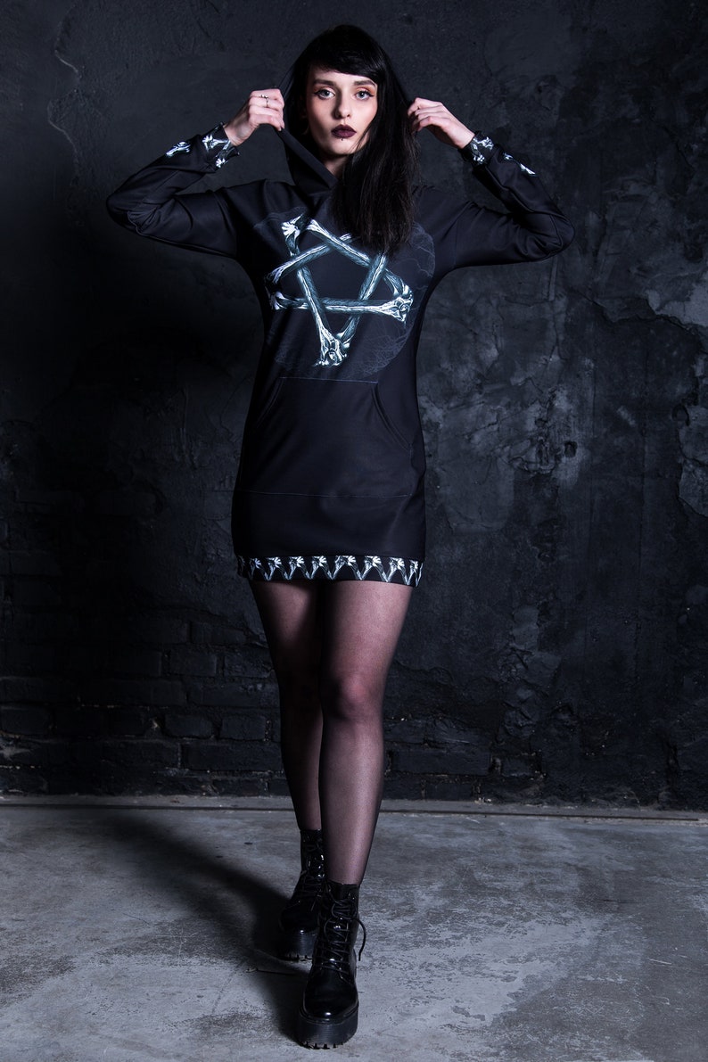 Black Pentagram Hoodie for Women Full View