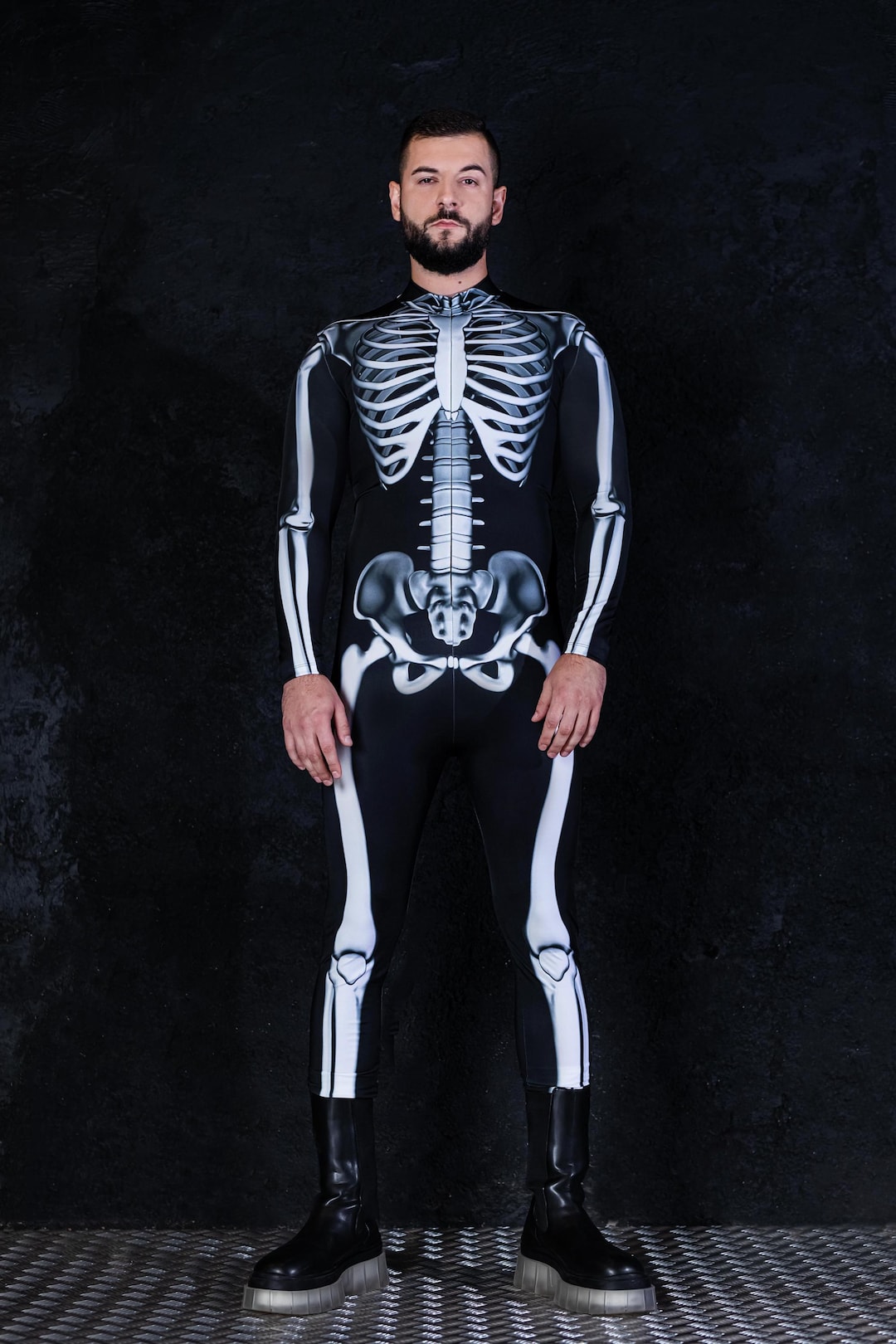 Men Skeleton Costume, Men Halloween Costumes, Halloween Couple Costume,  Skeleton Bodysuit for Men, Skeleton Spandex Costume, Devil Walking