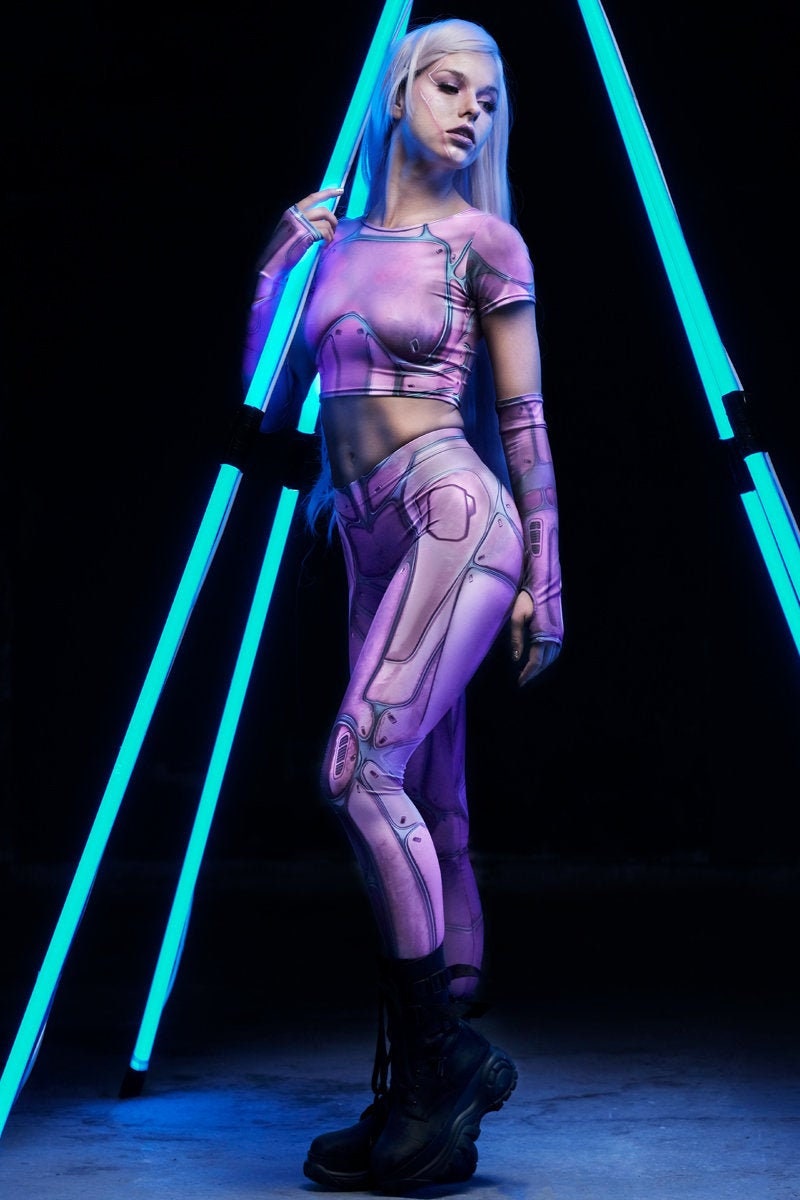 Pinkes Damen Top, Frauen Crop Top, Cosplay Outfit, Anime Kostüm, Sexy Halloween Kostüm, Kawaii Kleidung, Rave Top, Festival Set