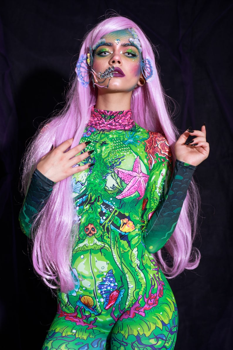 Green Mermaid Halloween Costume Close View