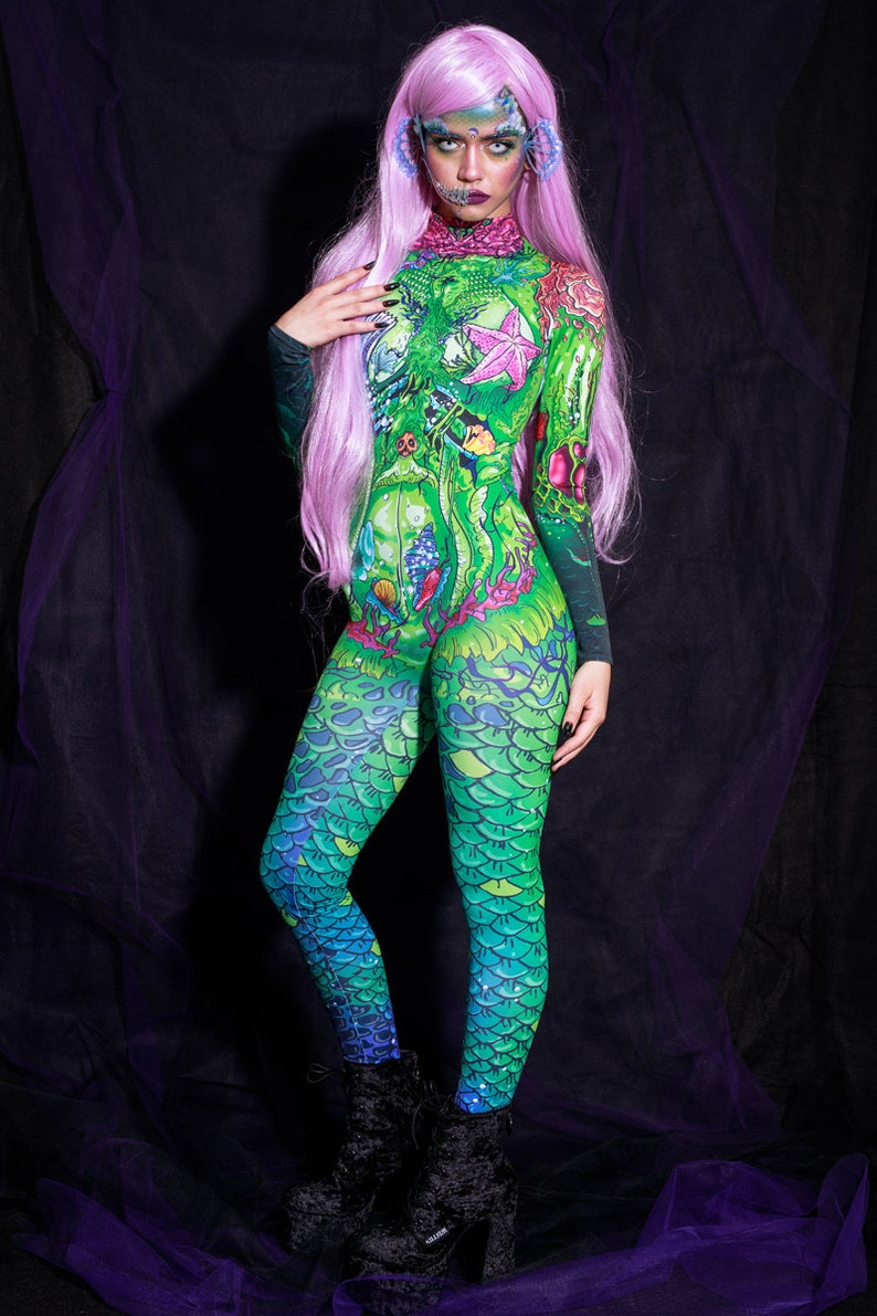 Green Mermaid Halloween Costume Full View