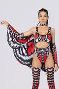 Butterfly Rave Wings Accessories in Red & Black n White, Fairy Mesh Wings, Matching Set, Festival Set, Fairy Rave Outfit, Festival Clothing product logo