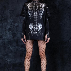 Black Skeleton Halloween T-shirt For Women Full View