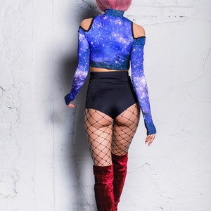 Blue Galaxy Crop Top Back View