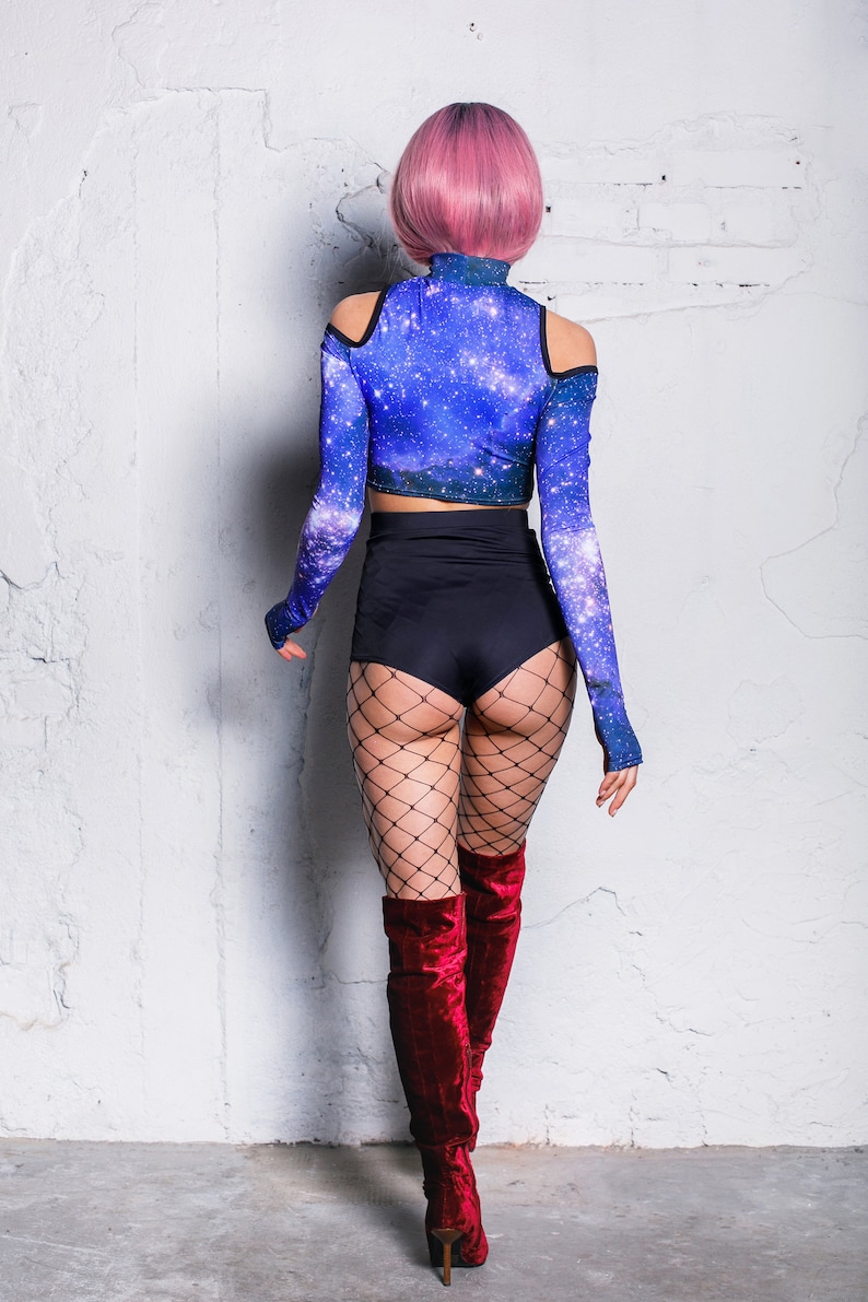 Blue Galaxy Crop Top Back View
