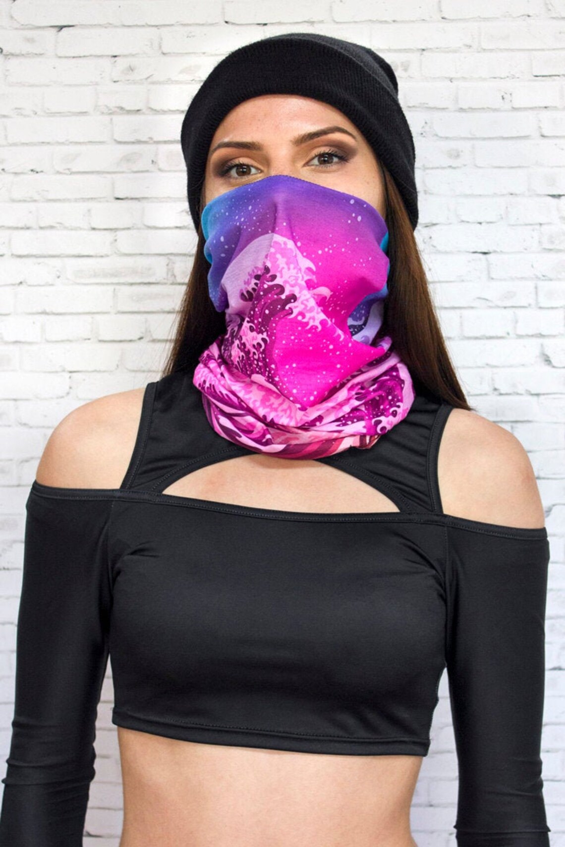 Wave Neck Gaiter Pink Neck Gaiter Mask Cute Neck Gaiter for Etsy