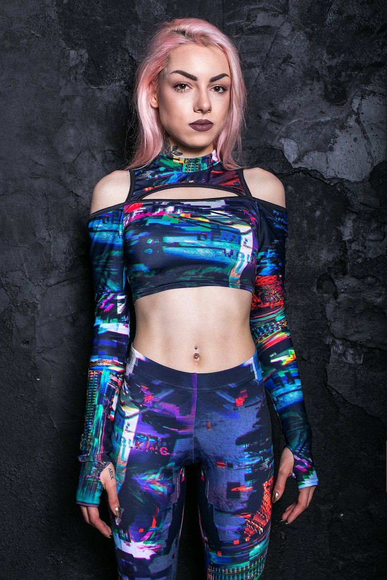 Long Sleeve Crop Top Festival Top Sexy Cold Shoulder Crop Etsy