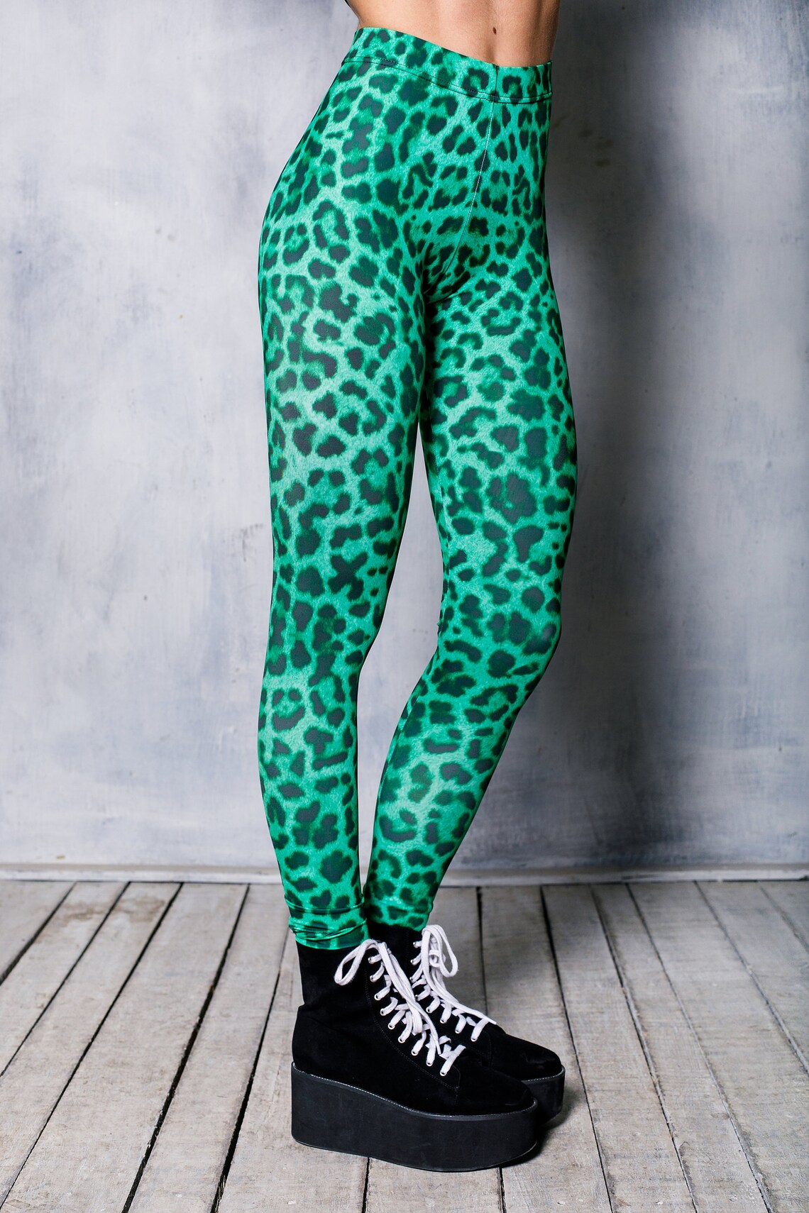 Green Leopard Leggings leggings for women leopard print Etsy