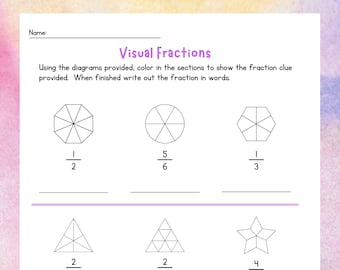 Fractions Worksheet - Etsy