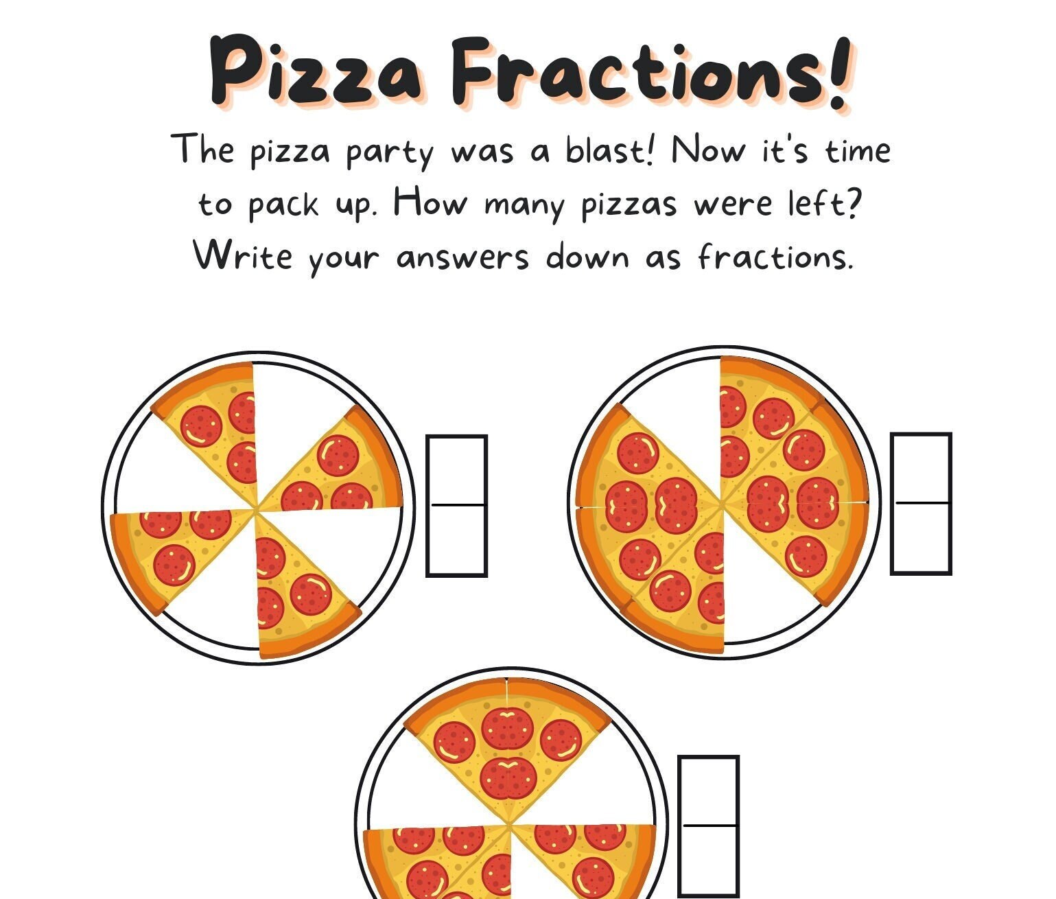 Math Downloadable Worksheets, Fractions **DIGITAL**