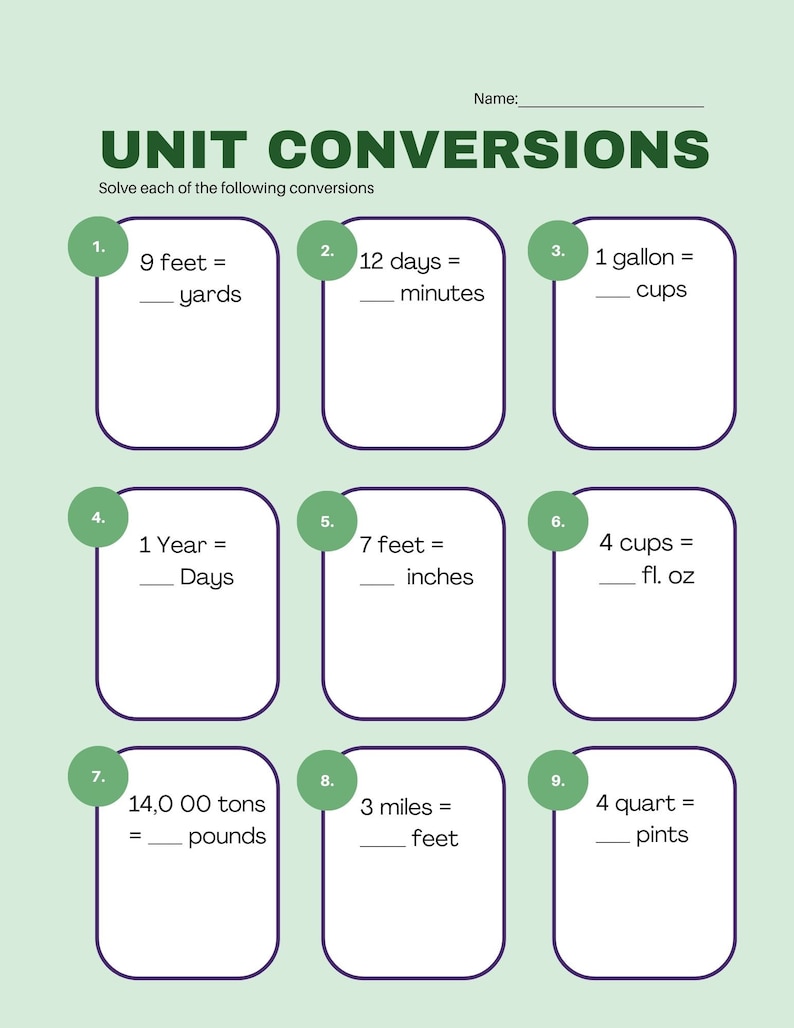 Printable Metric Conversion Worksheets **DIGITAL** - Etsy