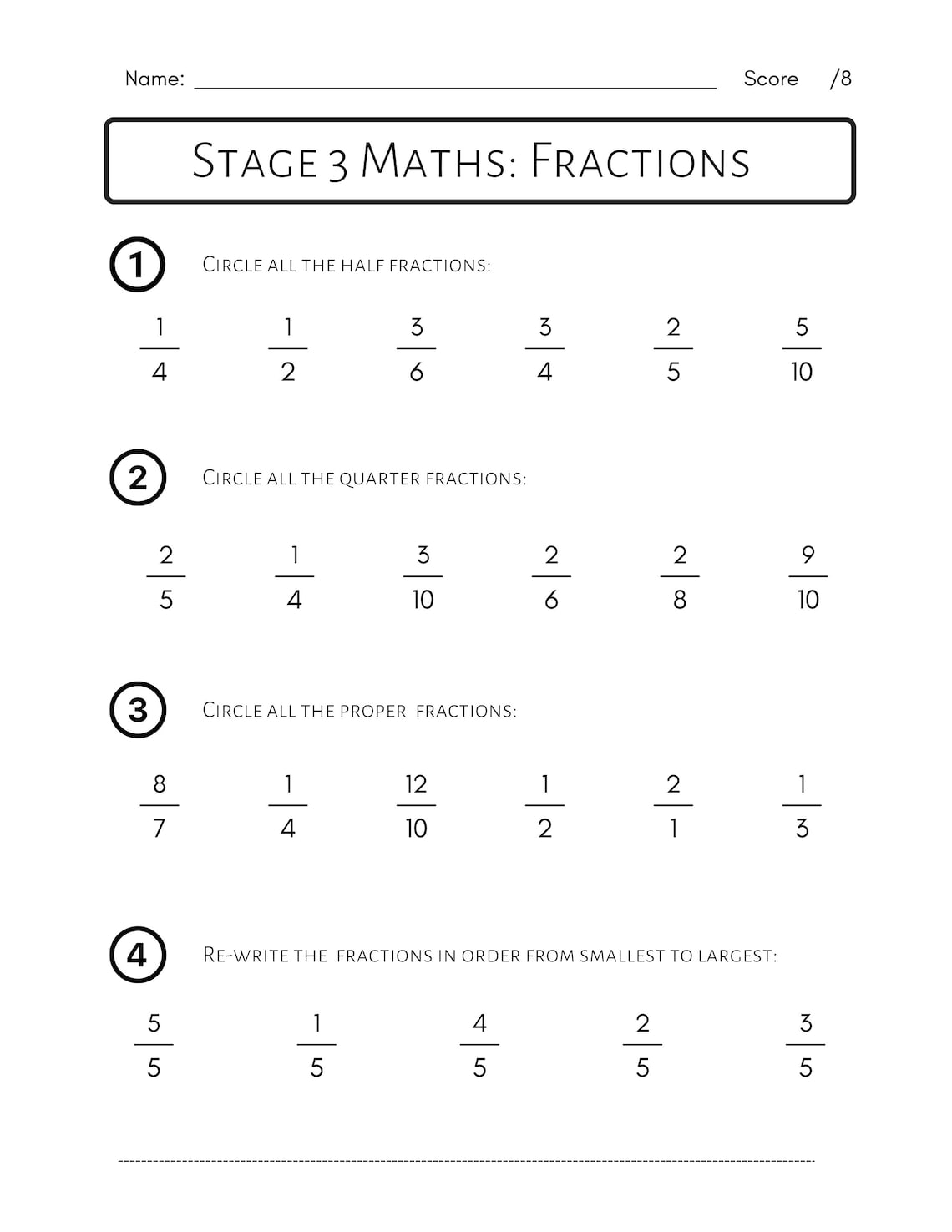 Math Fractions Worksheets **DIGITAL** - Etsy