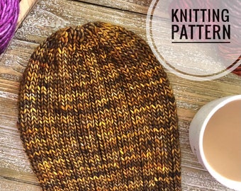 Salt Water Slouch Pattern - Knit Pattern Toque Beanie Hat - PDF FILE ONLY