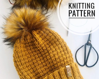 The Proximity Beanie - Folded Brim Double Brim Knitted Knit Pattern Toque Beanie Hat Pattern - PDF FILE ONLY