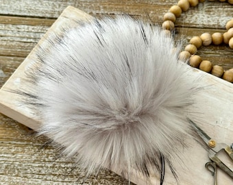 Frost Luxury Faux Fur Pompom | Lux Pom | Handmade Pompom | XL Pompom | Faux Fur | Vegan Pompom | Removable Faux Fur Pompom
