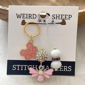 Stitch Marker Set Pink Bee | Knitting Tool | Handmade | Accessory | Maker Tool | Craft Supplies |
