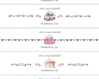 Animal Love Dishcloth/Washcloth Labels - PDF File Only