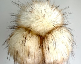 Toasted Marshmallow Luxury Faux Fur Pompom | Lux Pom | Handmade Pompom | XL Pompom | Faux Fur | Vegan Pompom | Removable Faux Fur Pompom