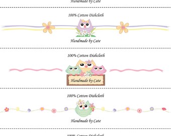 Pretty Owls Dishcloth/Washcloth Labels - PDF File Only