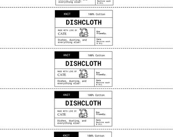 Minimalist Dishcloth/Washcloth Labels - PDF FILE ONLY